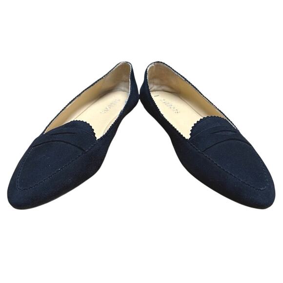 Talbots Black Scarlet Pointed Toe Suede Leather Loafer Flat Shoes Size 8 1/2 M - Picture 1 of 8